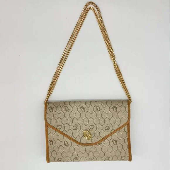 Christian Dior Beige Honeycomb Chain Shoulder Bag With Box - Picture 6 of 15